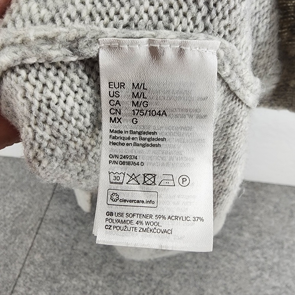 HM LOGG Gray Oversized Knit Hooded Sweater Womens Size M/L Cozy Loungewear - Picture 5 of 6